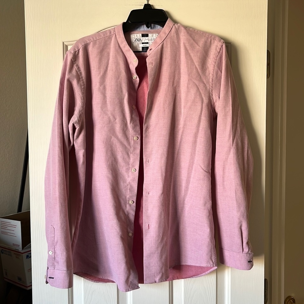 Zara pink slim fit button down size M